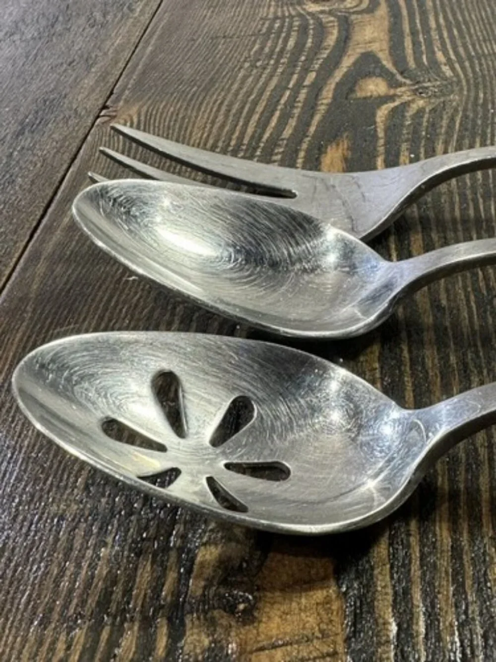 Utensil Serving Set 3 Piece Set Slotted Spoon Fork 18/10 Stainless Steel